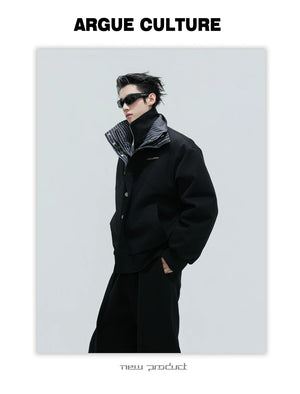 desc::washed-stripe-fake-two-piece-harrington-jacket-padded-coat-detail-img-13
