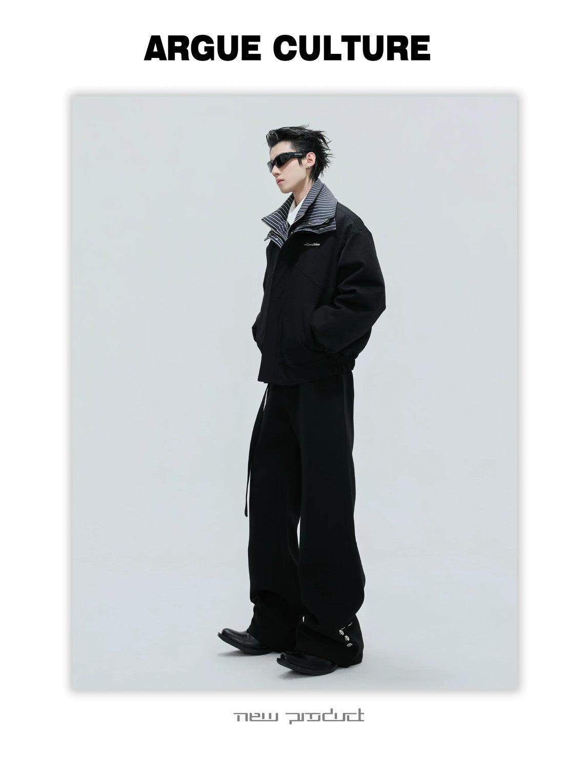 desc::washed-stripe-fake-two-piece-harrington-jacket-padded-coat-detail-img-16