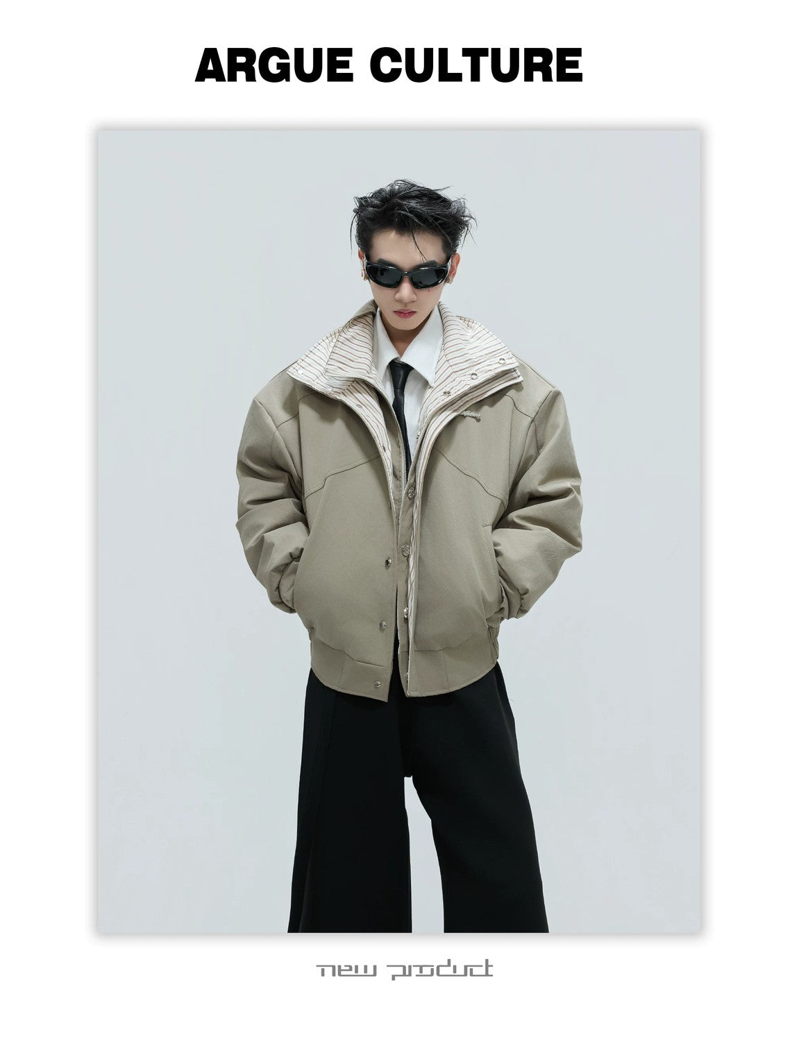 desc::washed-stripe-fake-two-piece-harrington-jacket-padded-coat-detail-img-19