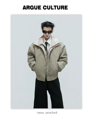 desc::washed-stripe-fake-two-piece-harrington-jacket-padded-coat-detail-img-19