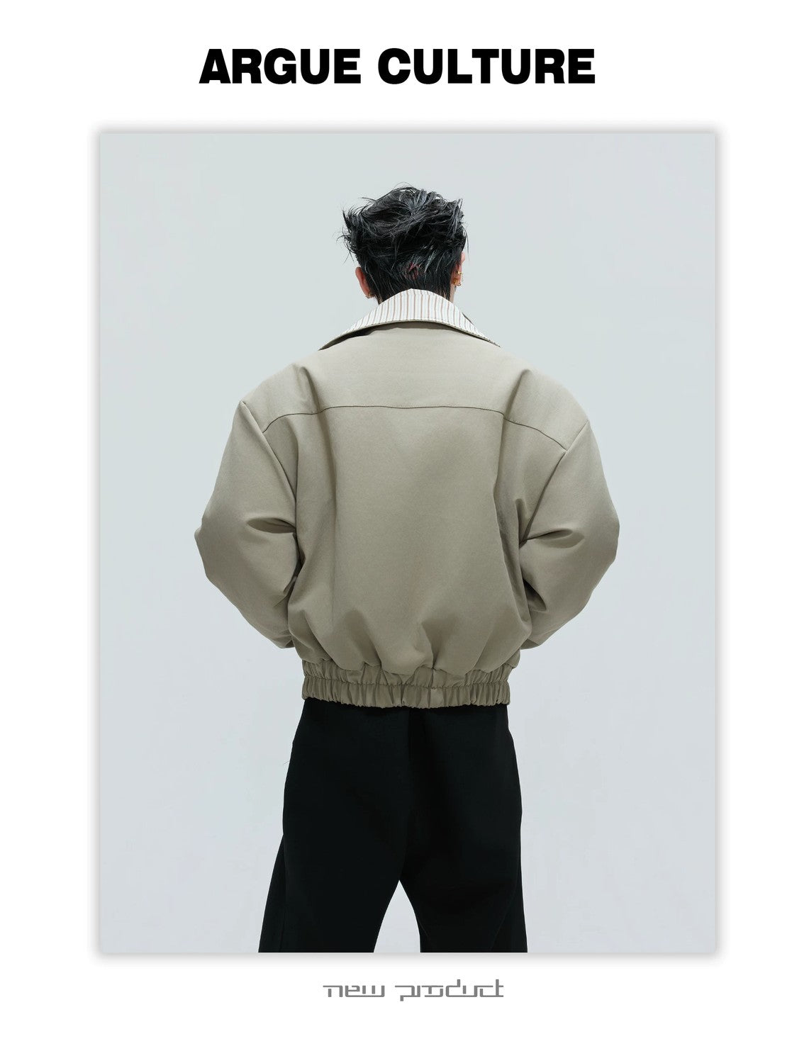 desc::washed-stripe-fake-two-piece-harrington-jacket-padded-coat-detail-img-4
