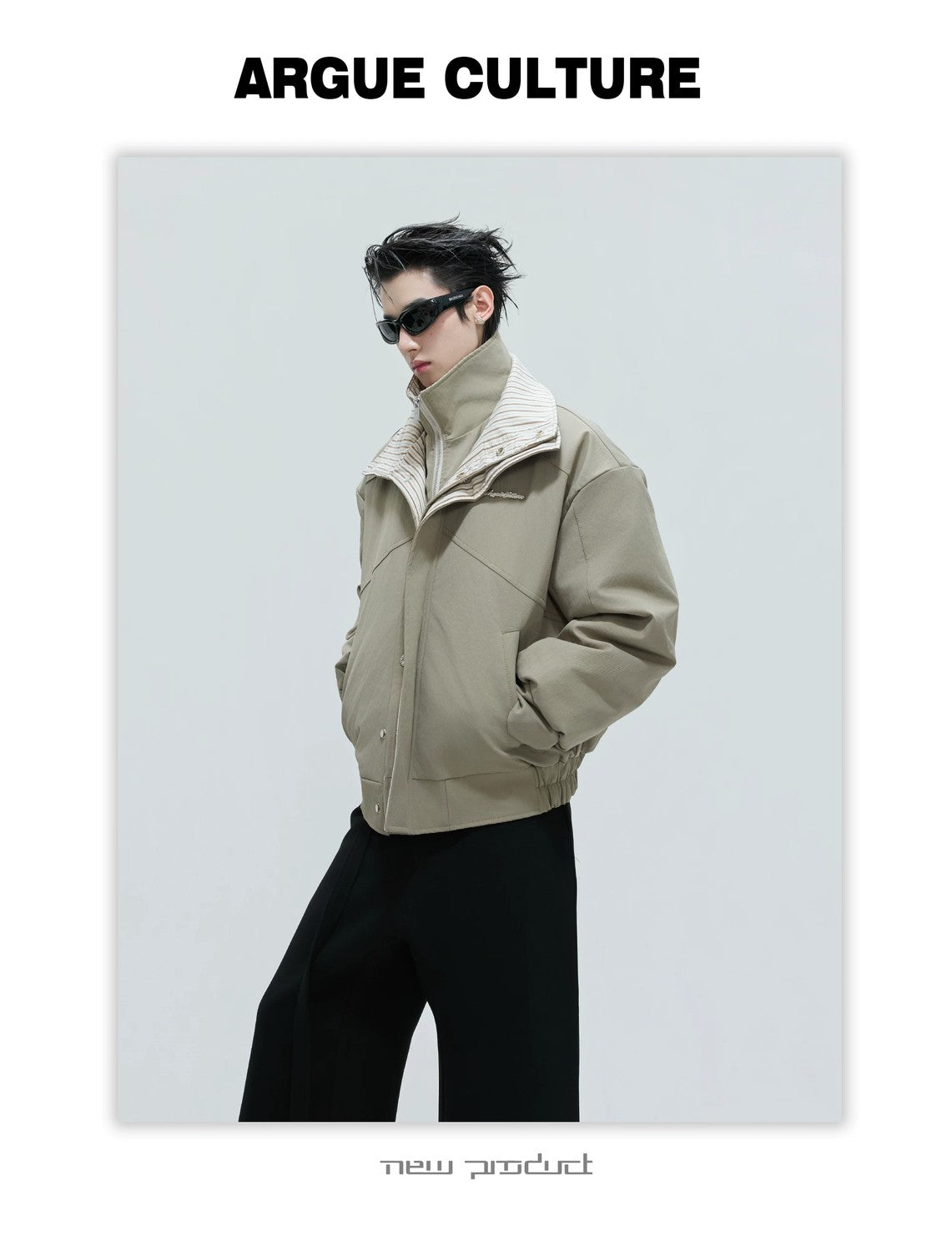 desc::washed-stripe-fake-two-piece-harrington-jacket-padded-coat-detail-img-5