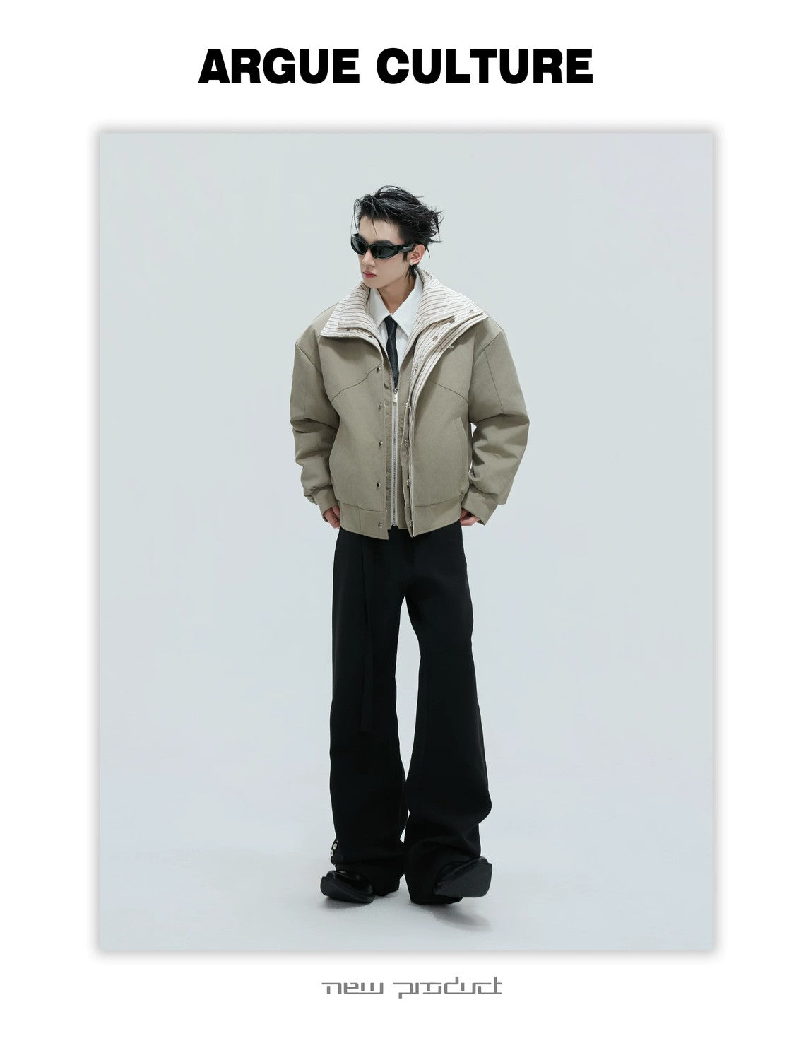 desc::washed-stripe-fake-two-piece-harrington-jacket-padded-coat-detail-img-7