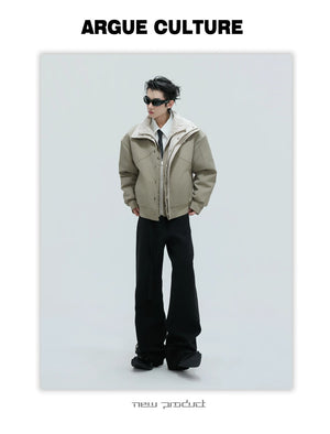 desc::washed-stripe-fake-two-piece-harrington-jacket-padded-coat-detail-img-7