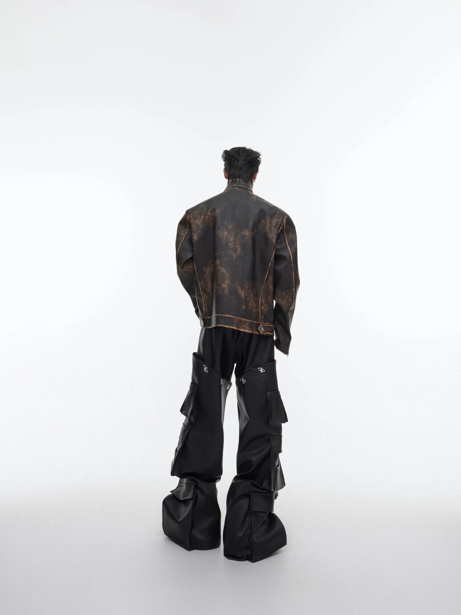 Wasteland Brown Vintage Distressed Faux Leather Jacket | Loose Short Biker Coat - ArguE CulturE