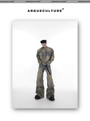 desc::wasteland-distressed-denim-set-cropped-jacket-flare-jeans-detail-img-9