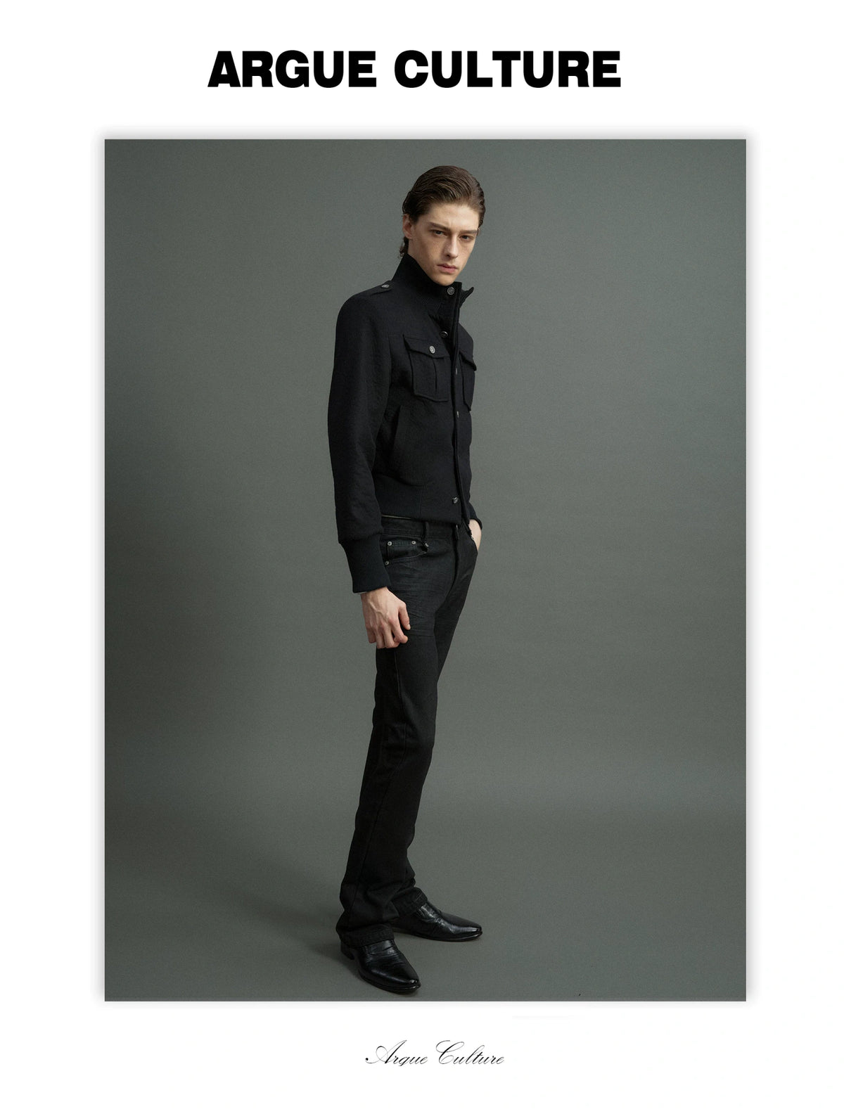Waxed Charcoal Micro-Flare Denim Jeans | Cotton Blend - detail image 3