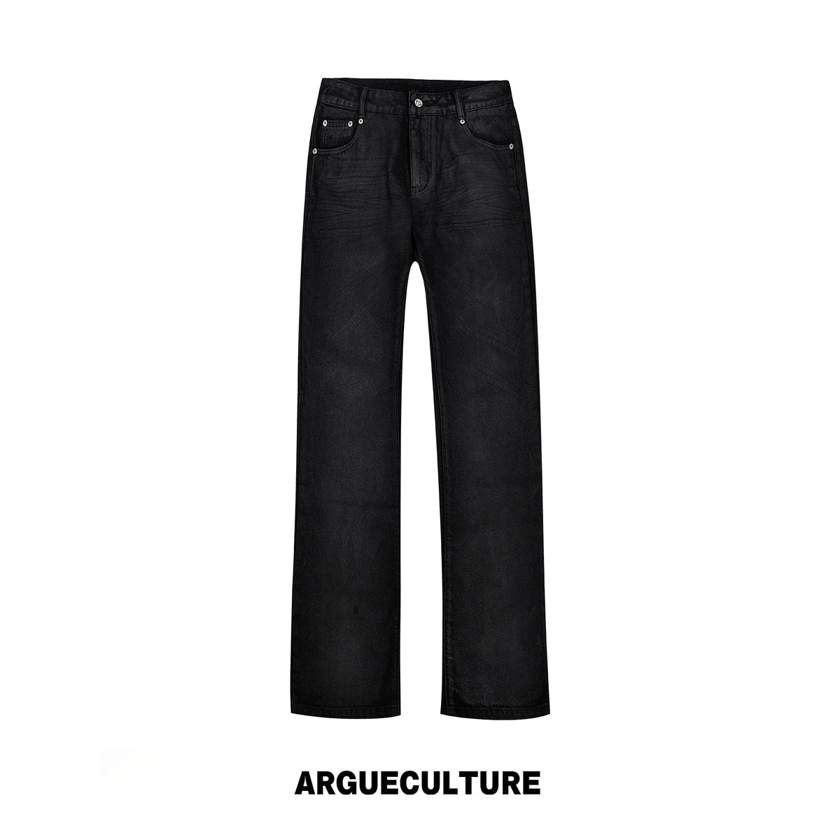 Waxed Charcoal Micro-Flare Denim Jeans | Cotton Blend - Charcoal Black