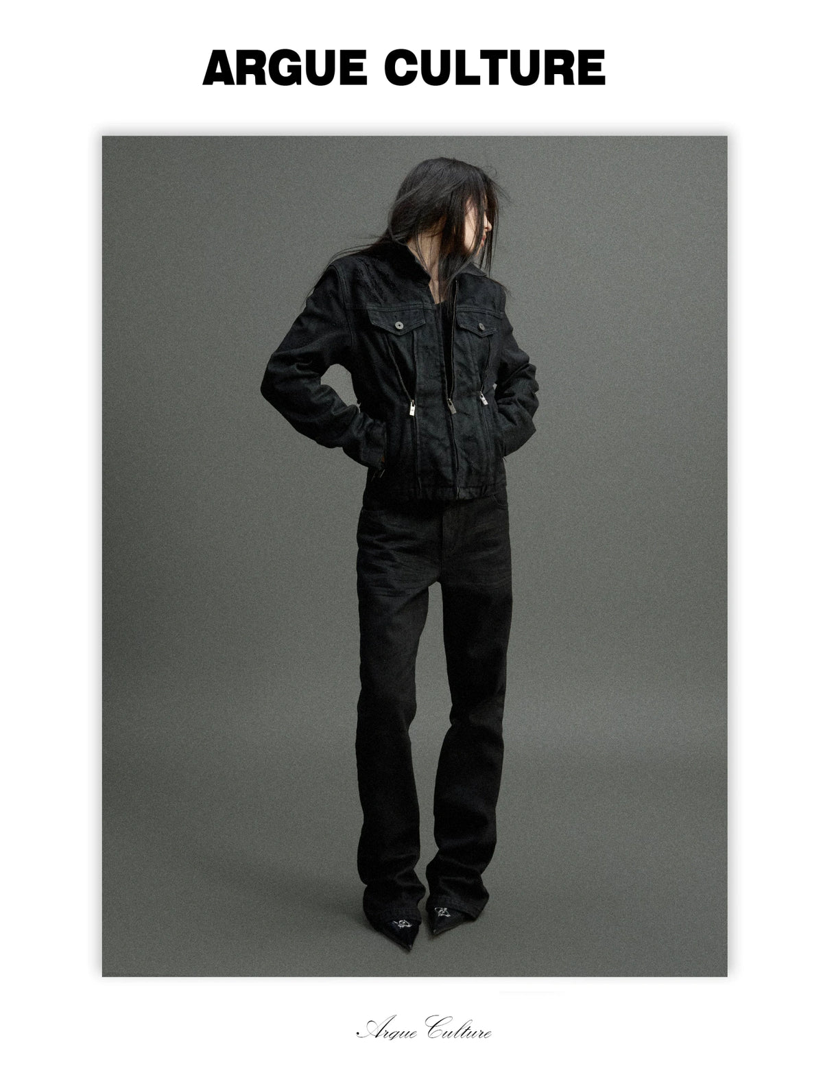 Waxed Charcoal Micro-Flare Denim Jeans | Cotton Blend - detail image 11