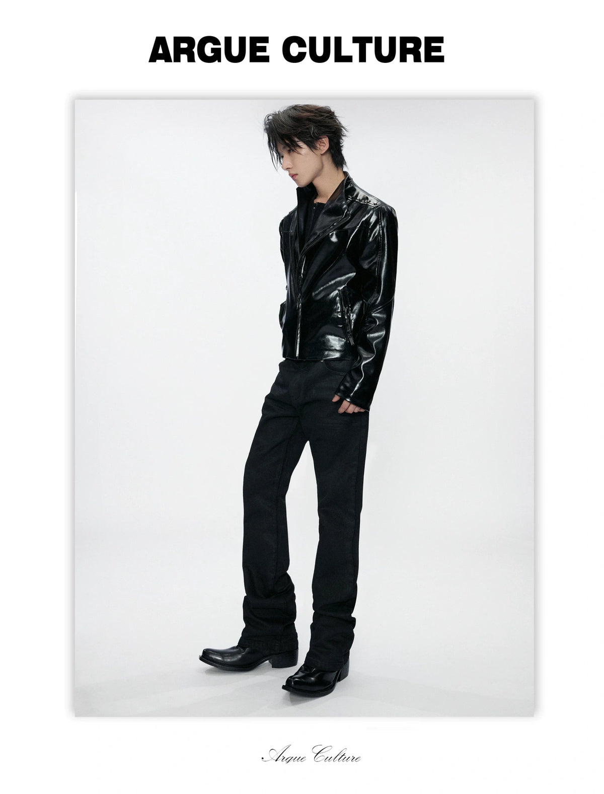 Waxed Charcoal Micro-Flare Denim Jeans | Cotton Blend - detail image 6
