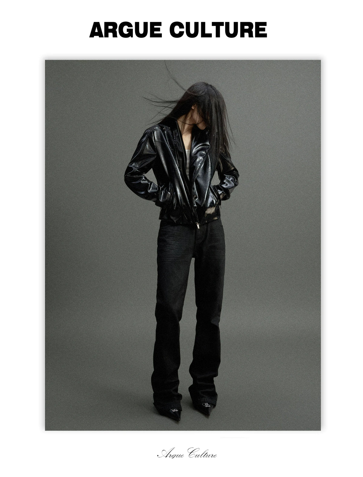 Waxed Charcoal Micro-Flare Denim Jeans | Cotton Blend - detail image 10