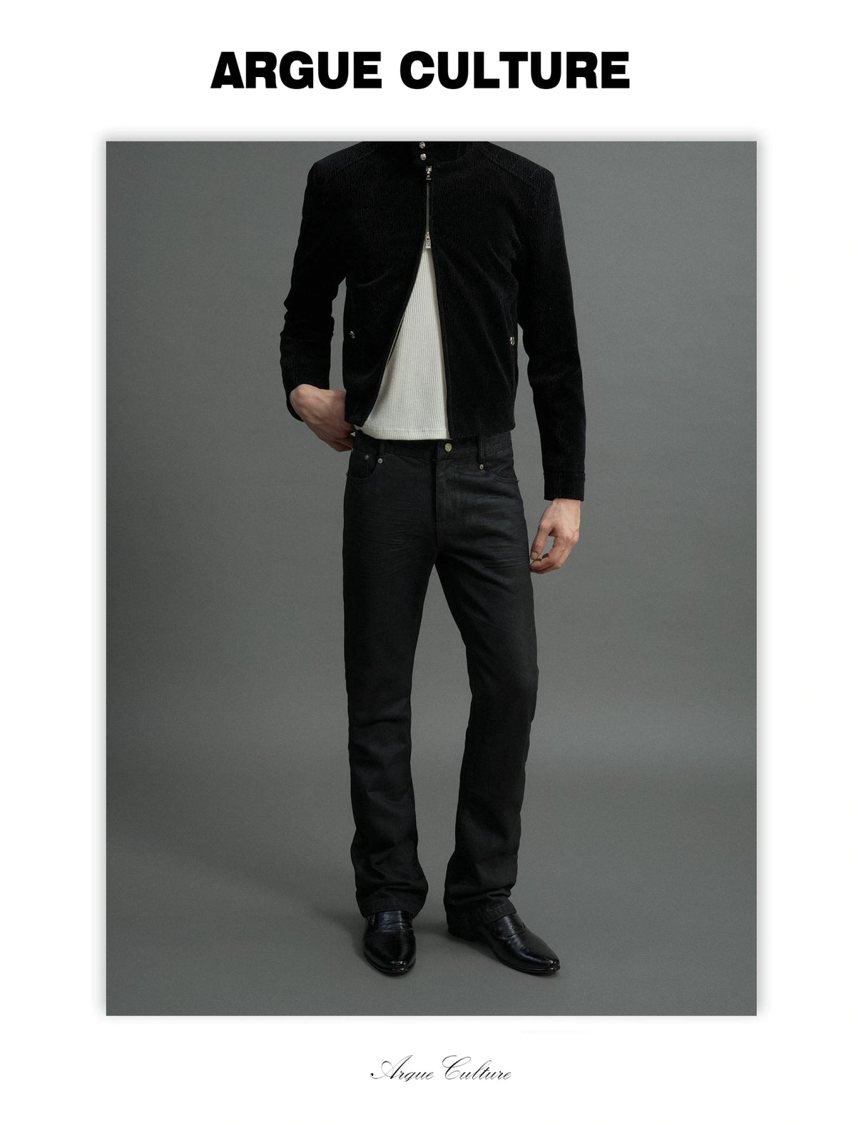 Waxed Charcoal Micro-Flare Denim Jeans | Cotton Blend - detail image 15