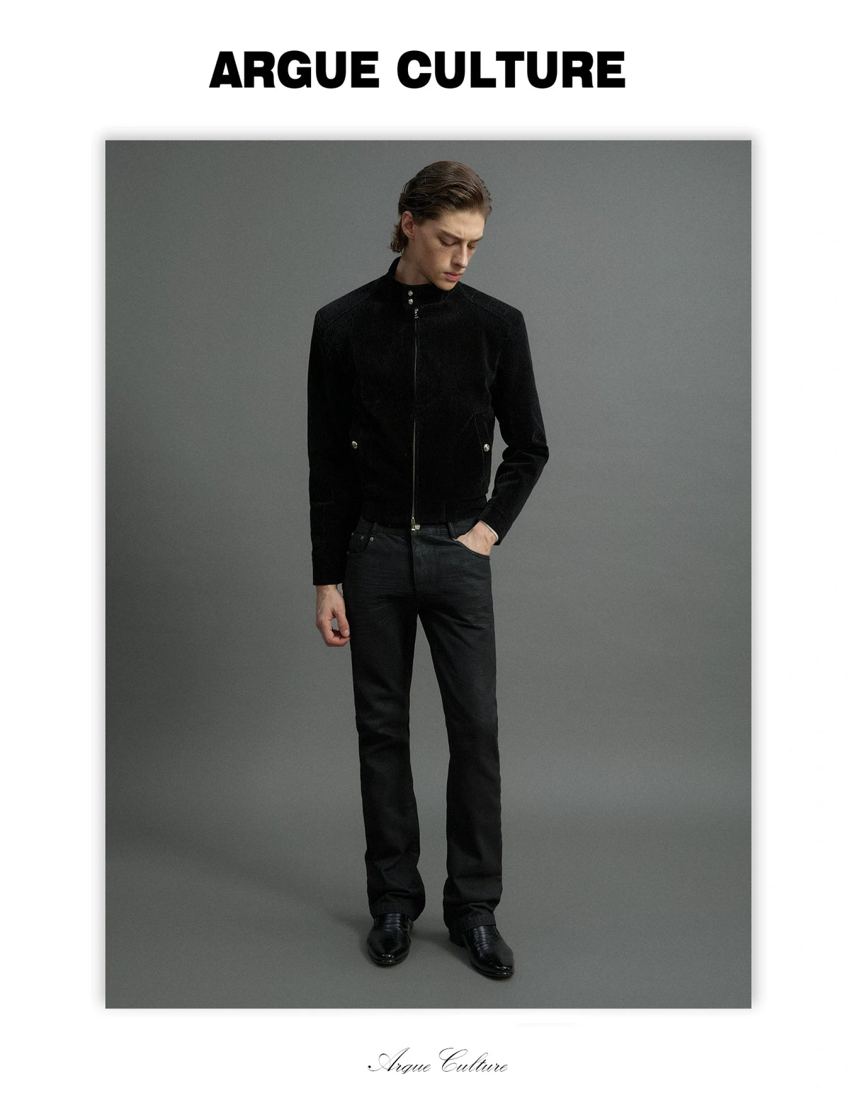 Waxed Charcoal Micro-Flare Denim Jeans | Cotton Blend - detail image 13