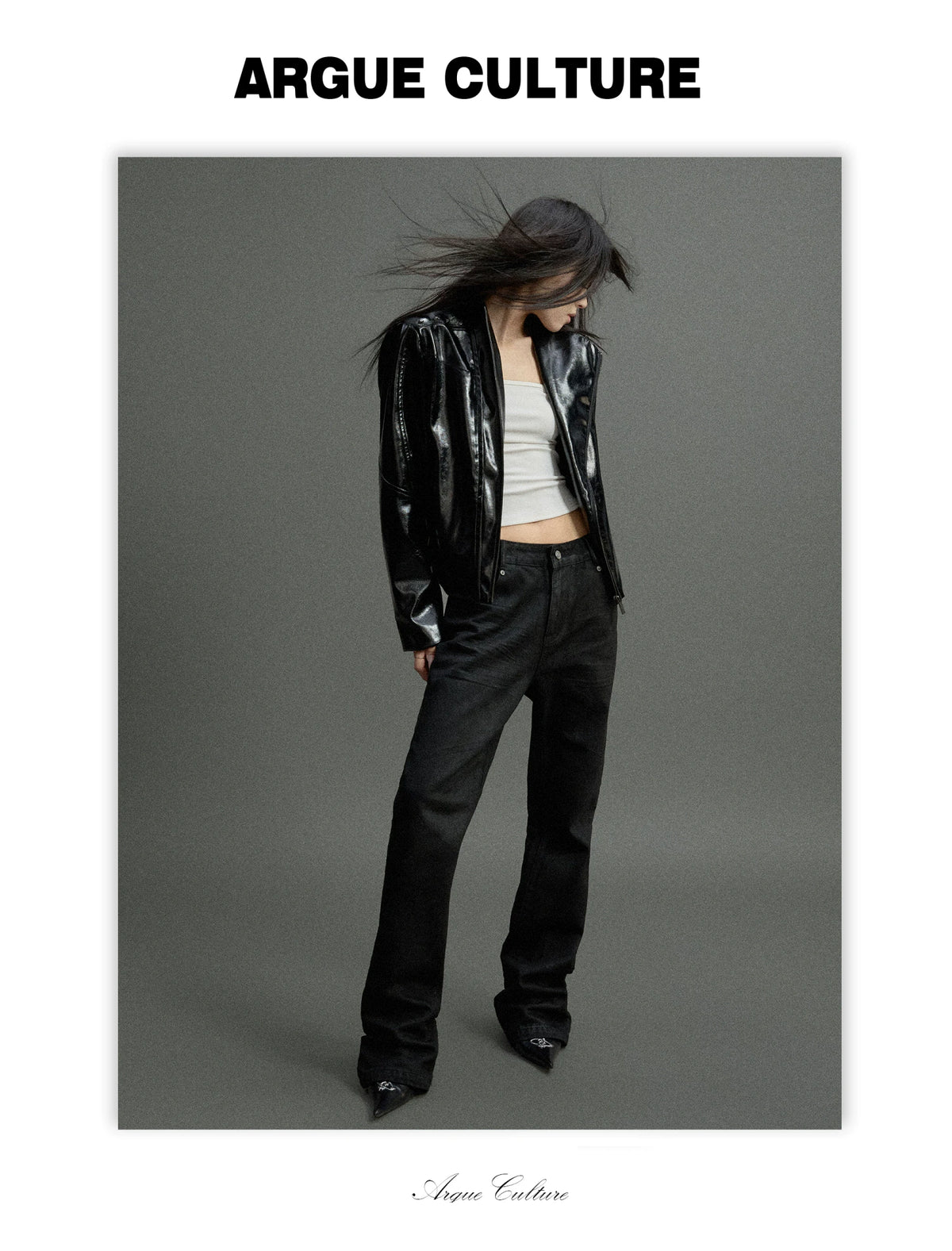 Waxed Charcoal Micro-Flare Denim Jeans | Cotton Blend - detail image 9