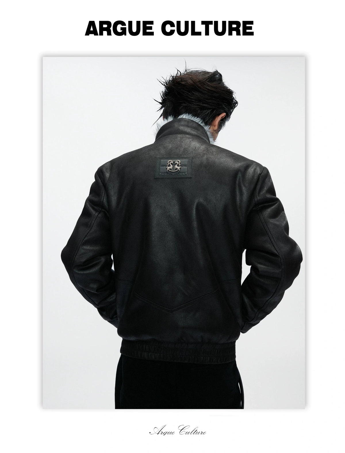Waxed-Look Faux Leather Hunting Jacket in Black - detail image 6