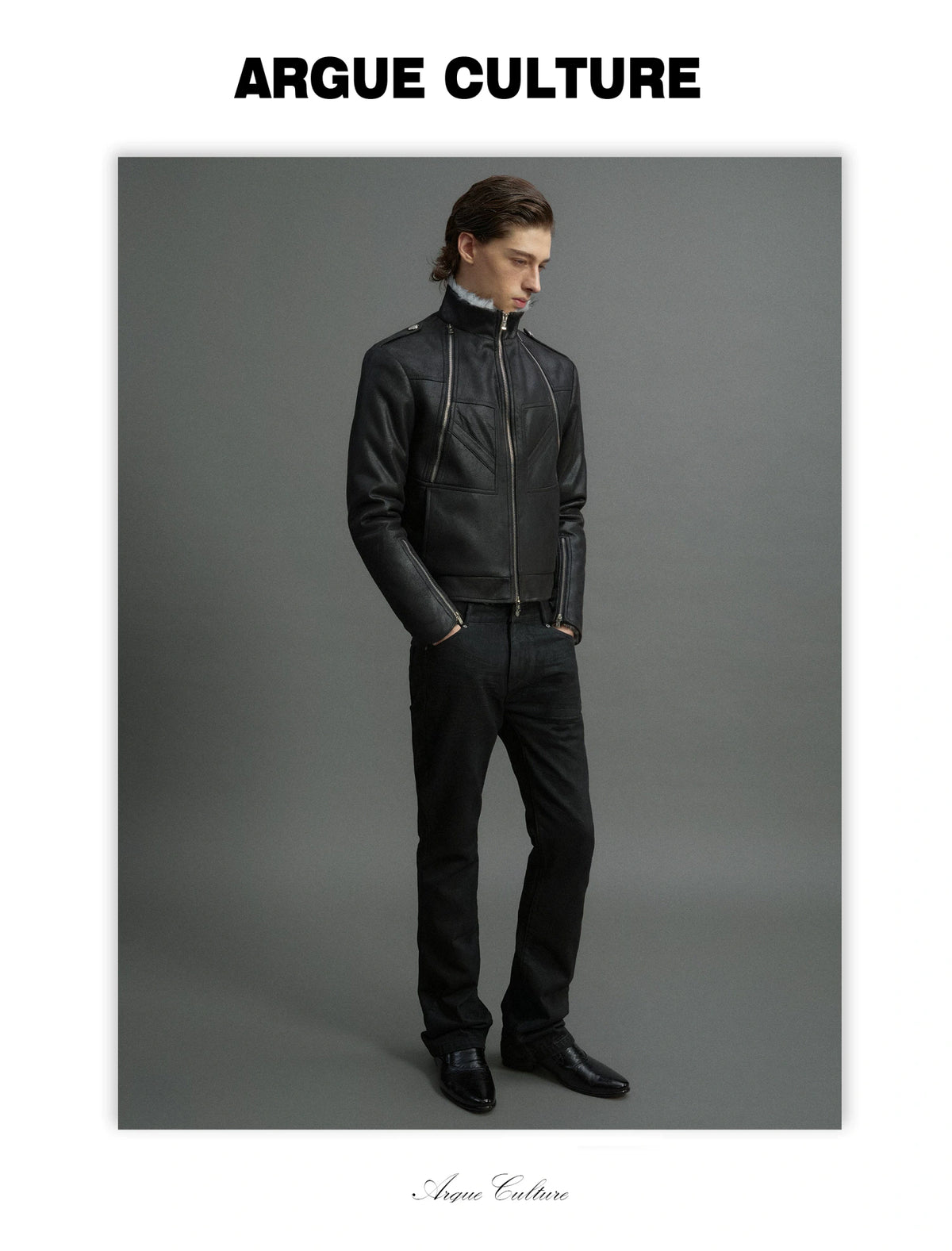 Waxed-Look Faux Leather Hunting Jacket in Black - detail image 10