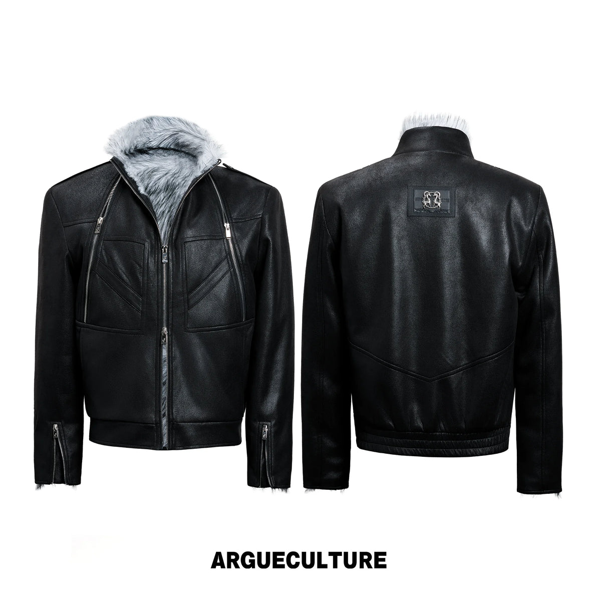 Waxed-Look Faux Leather Hunting Jacket in Black - Black
