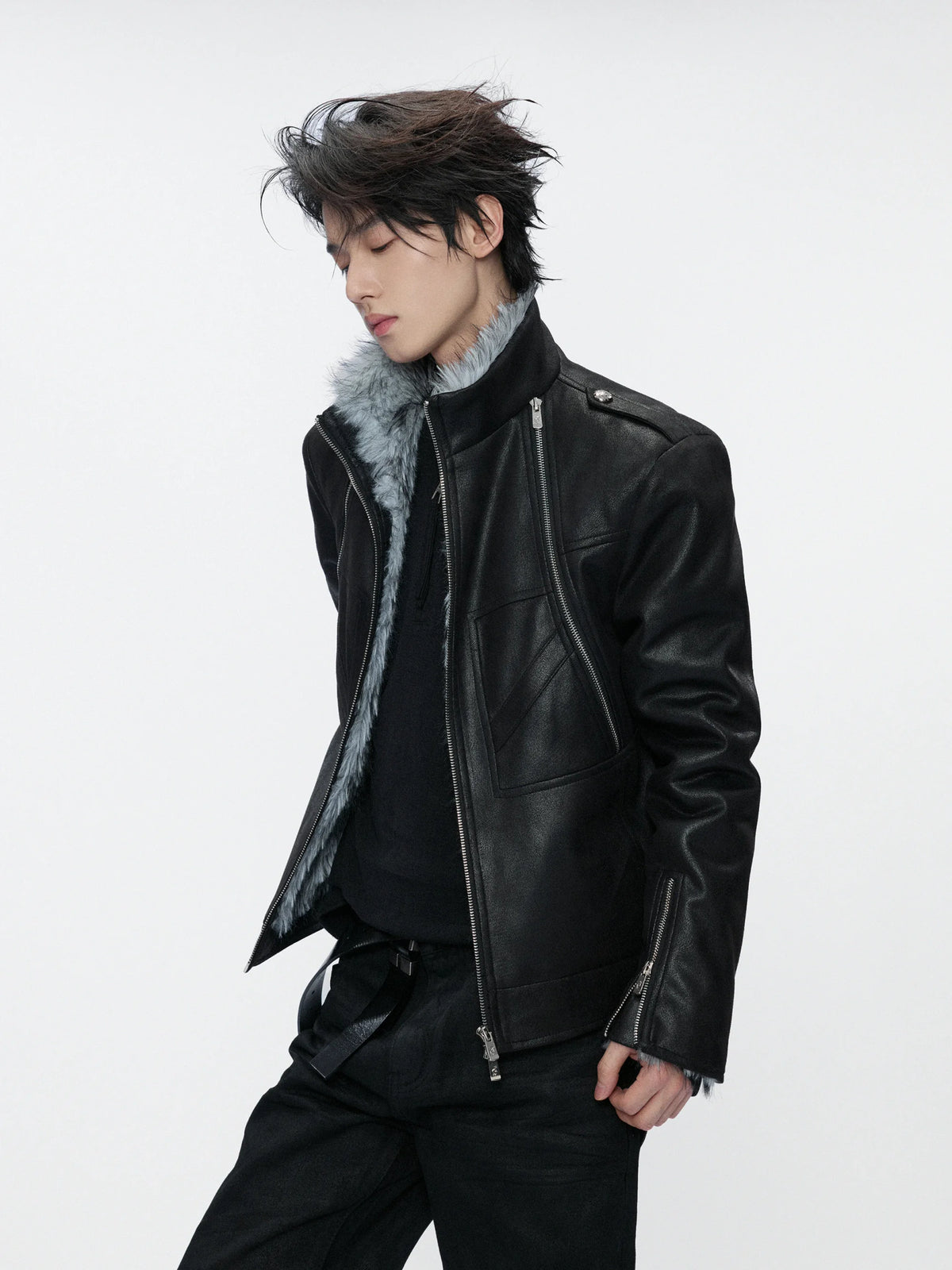Waxed-Look Faux Leather Hunting Jacket in Black - main image 1