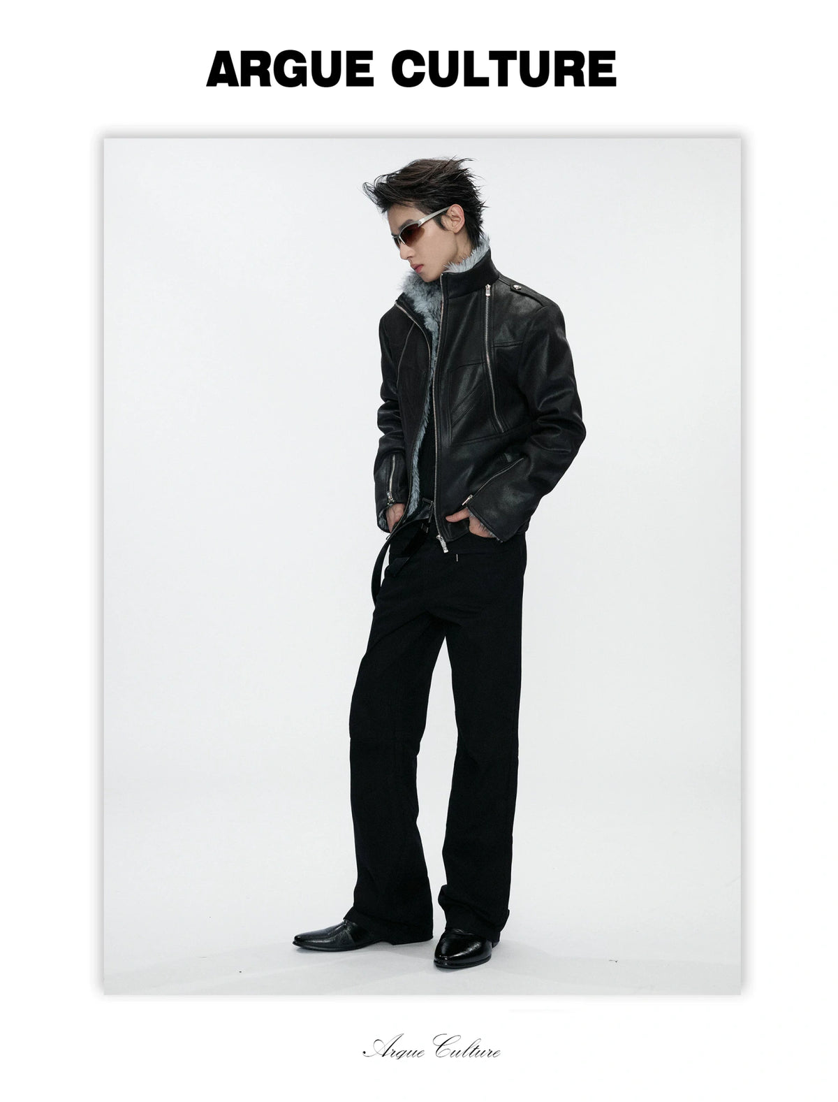 Waxed-Look Faux Leather Hunting Jacket in Black - detail image 4