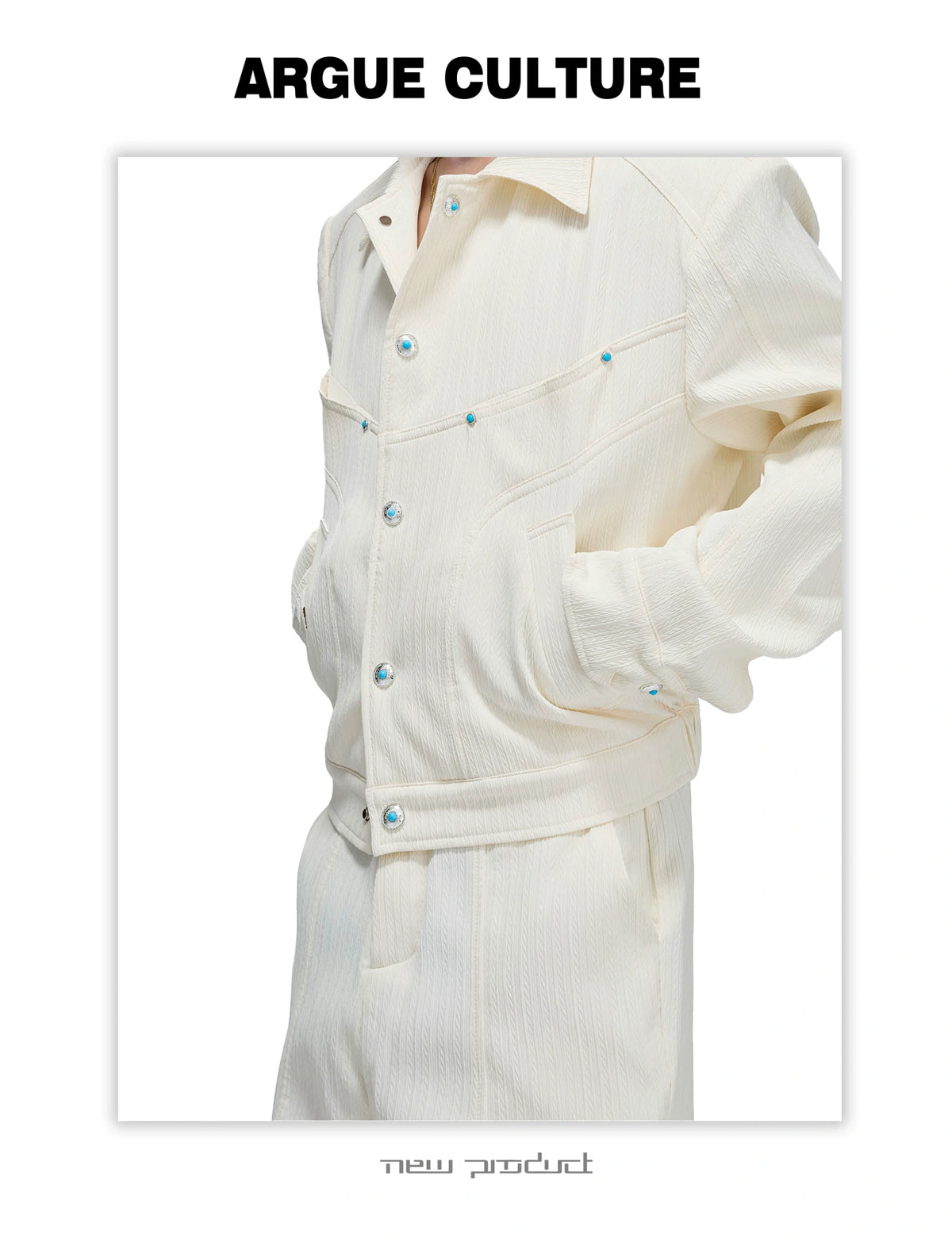 Wheat-Texture Jacket & Straight Pants Set in Polyester - detail image 19