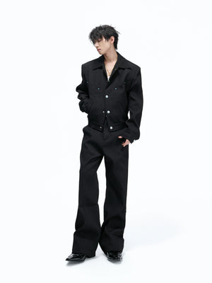 Wheat-Texture Jacket & Straight Pants Set in Polyester - main image 2