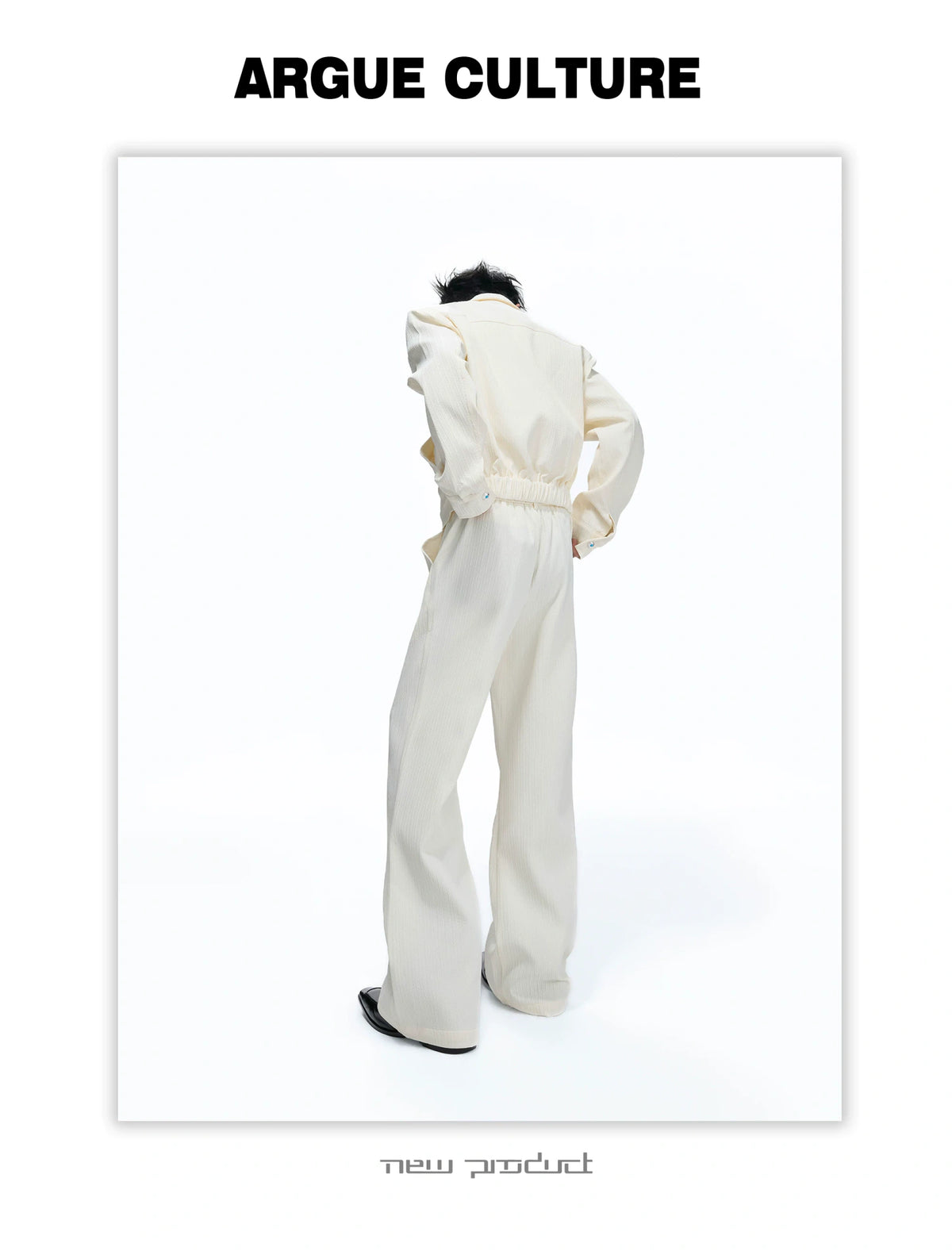Wheat-Texture Jacket & Straight Pants Set in Polyester - detail image 11