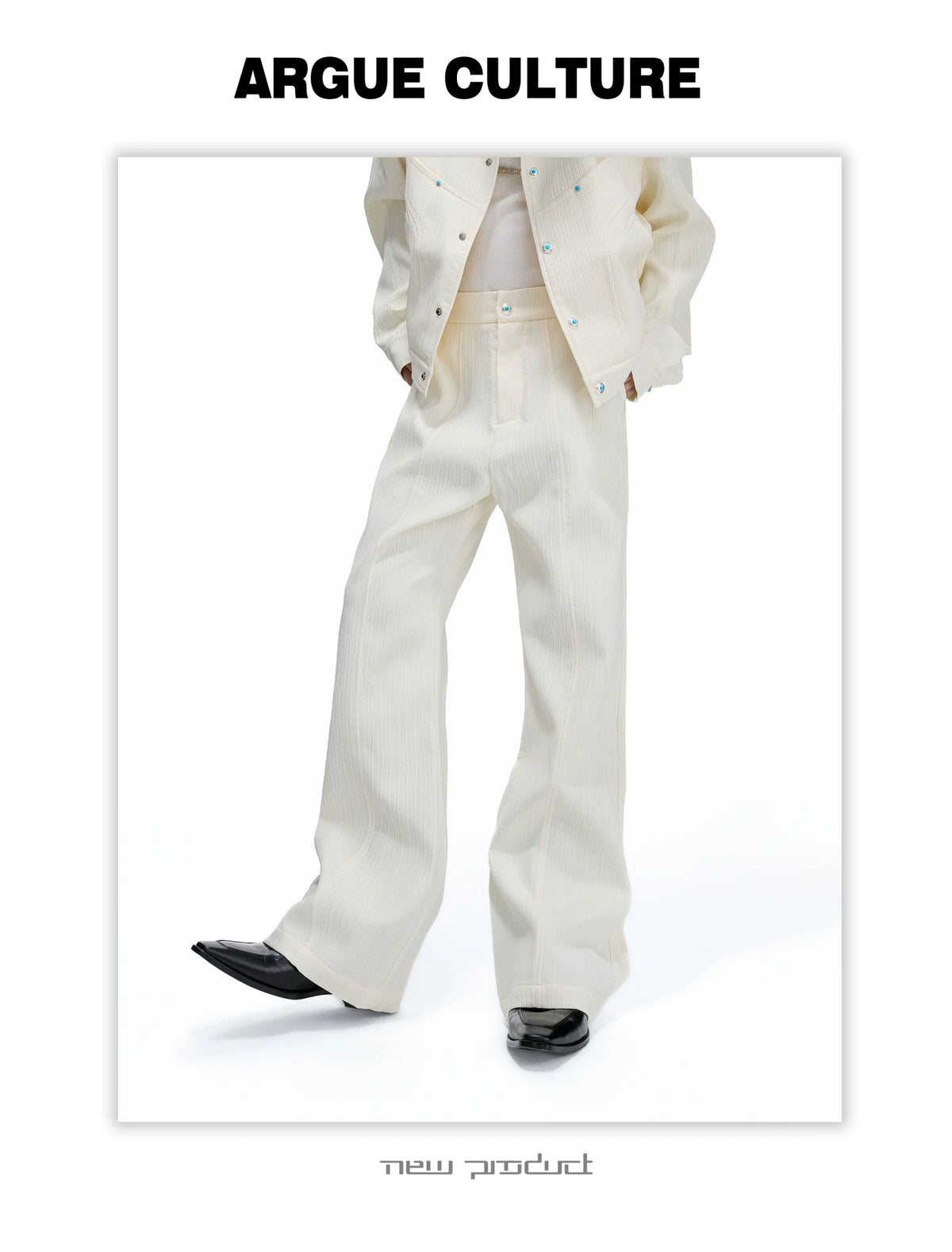 Wheat-Texture Jacket & Straight Pants Set in Polyester - detail image 6