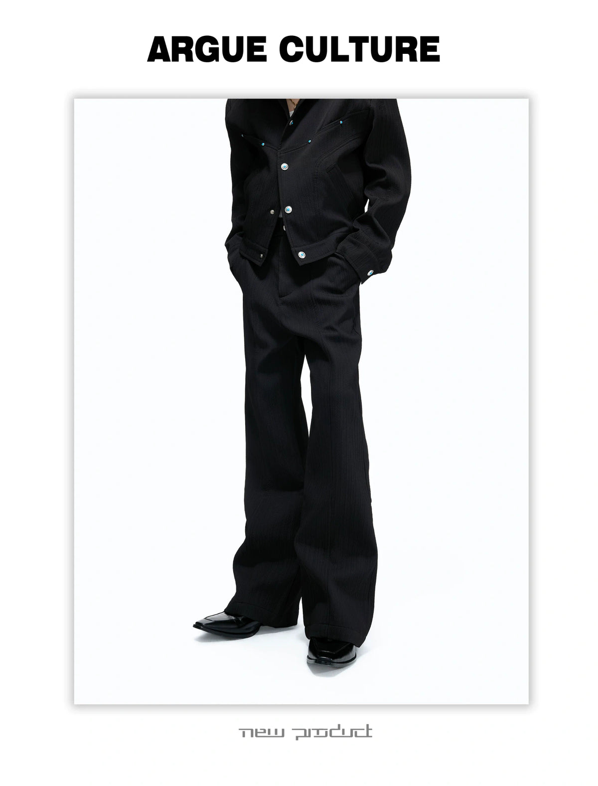 Wheat-Texture Jacket & Straight Pants Set in Polyester - detail image 10