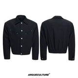 Wheat-Texture Jacket & Straight Pants Set in Polyester - Black Jacket
