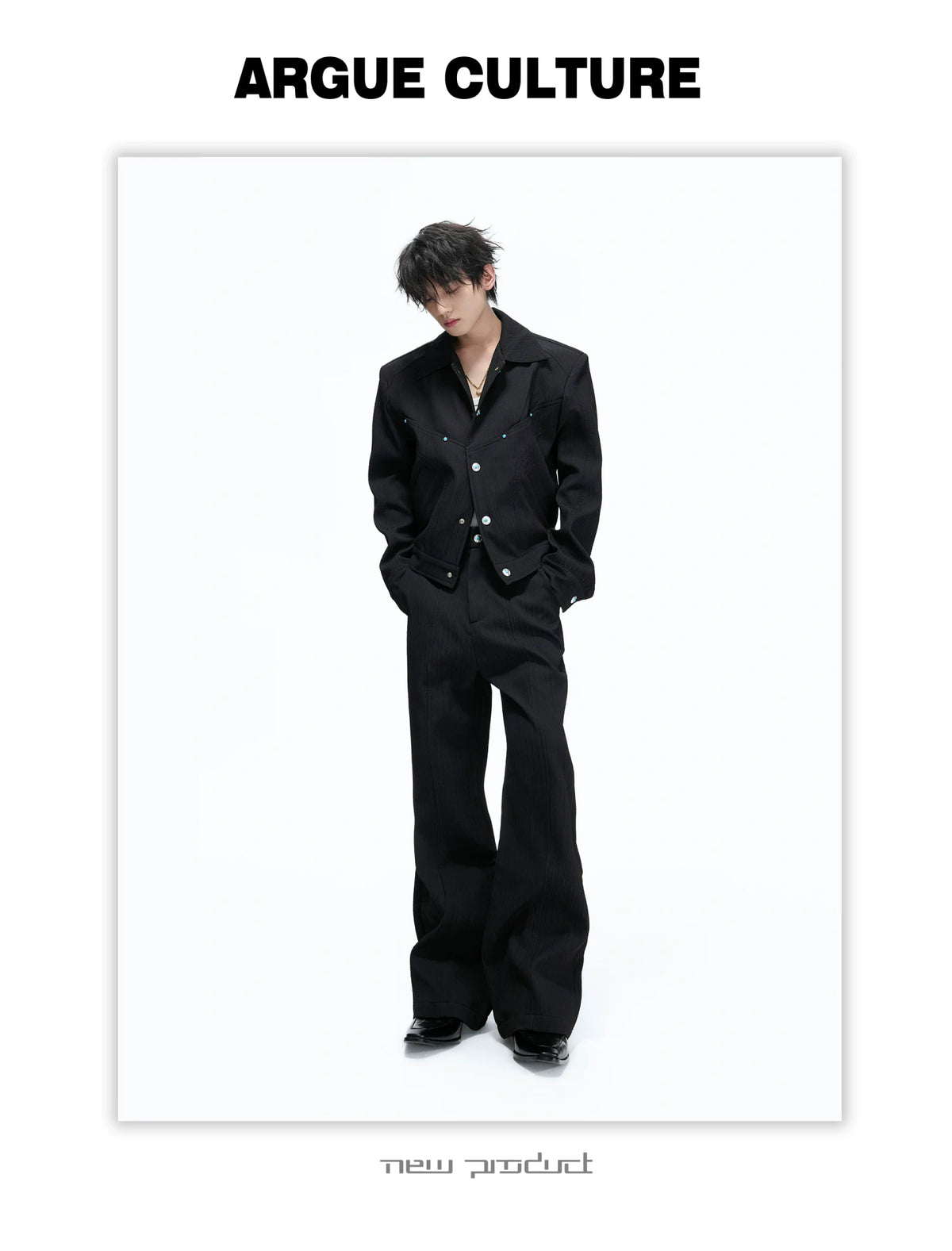 Wheat-Texture Jacket & Straight Pants Set in Polyester - detail image 22