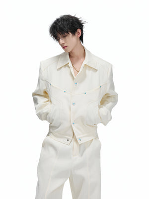 Wheat-Texture Jacket & Straight Pants Set in Polyester - main image 3