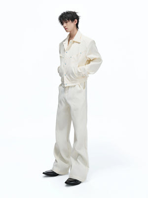 Wheat-Texture Jacket & Straight Pants Set in Polyester - main image 1