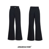 Wheat-Texture Jacket & Straight Pants Set in Polyester - Black Pants