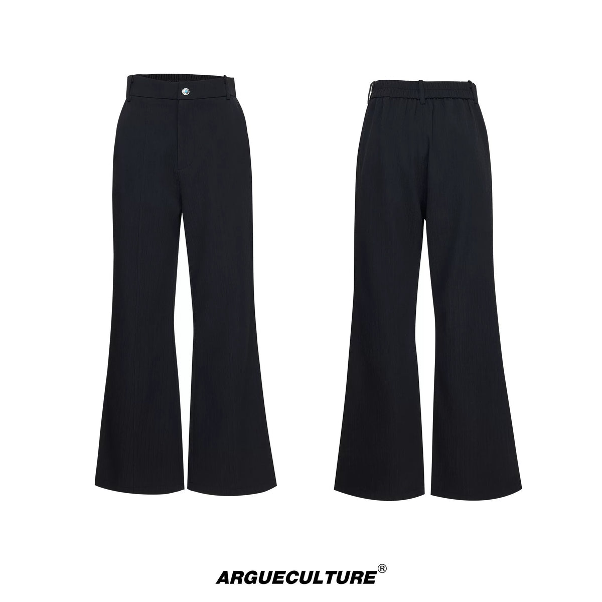 Wheat-Texture Jacket & Straight Pants Set in Polyester - Black Pants