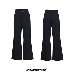 Wheat-Texture Jacket & Straight Pants Set in Polyester - Black Pants