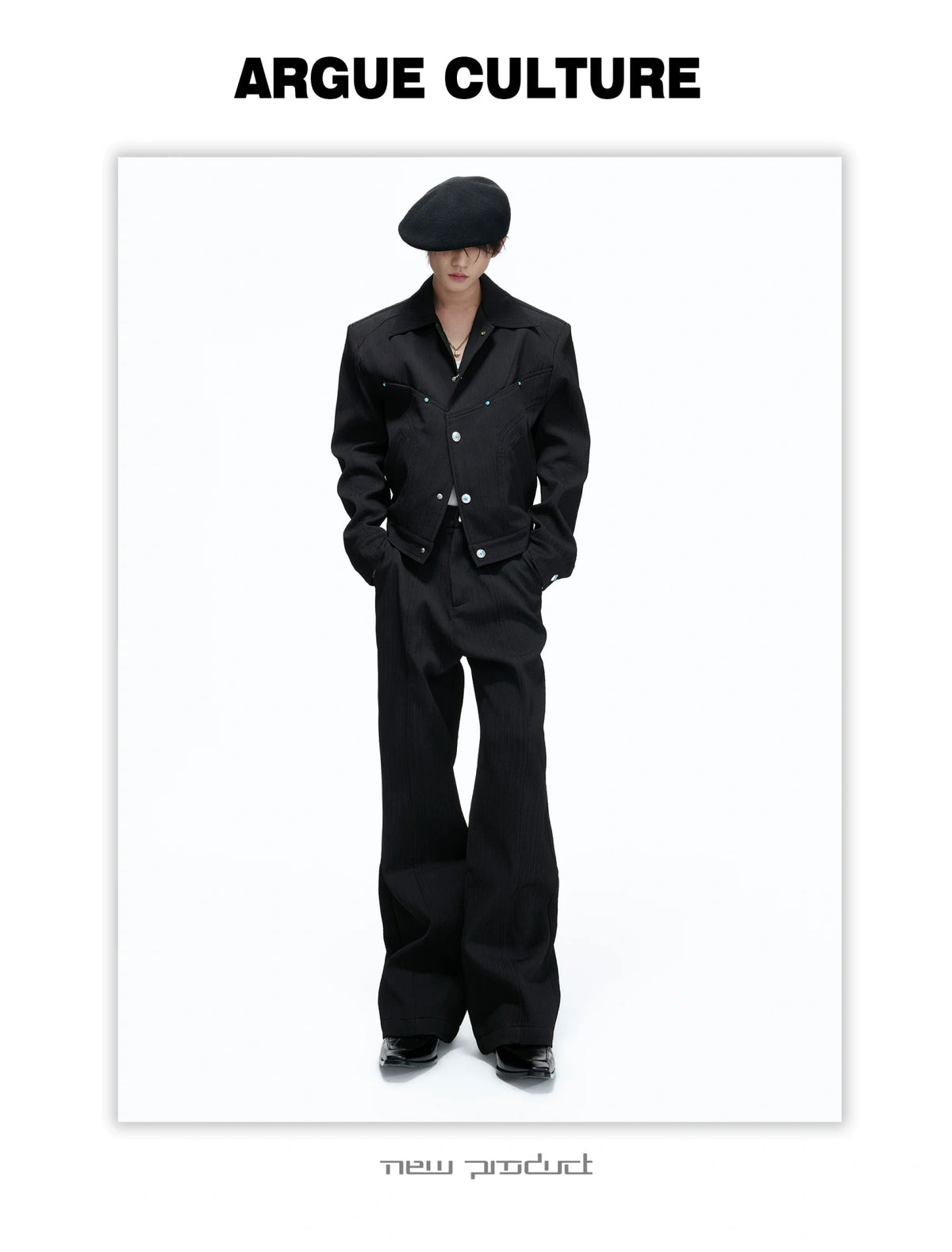 Wheat-Texture Jacket & Straight Pants Set in Polyester - detail image 7