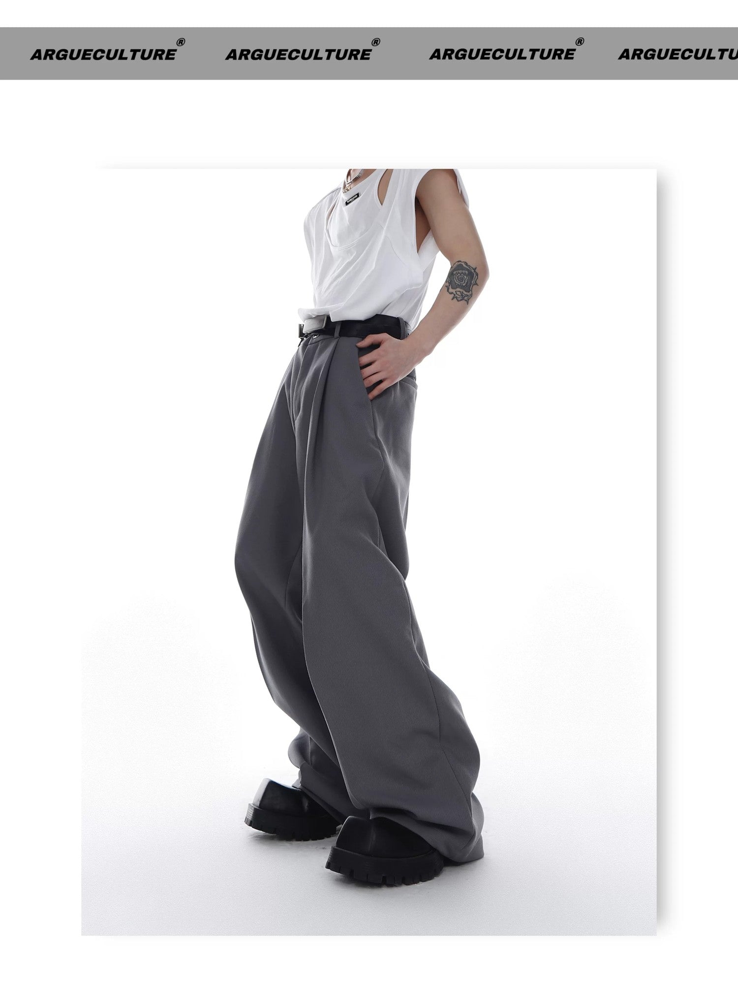 desc::wide-leg-twill-trousers-relaxed-fit-streetwear-pants-detail-img-4