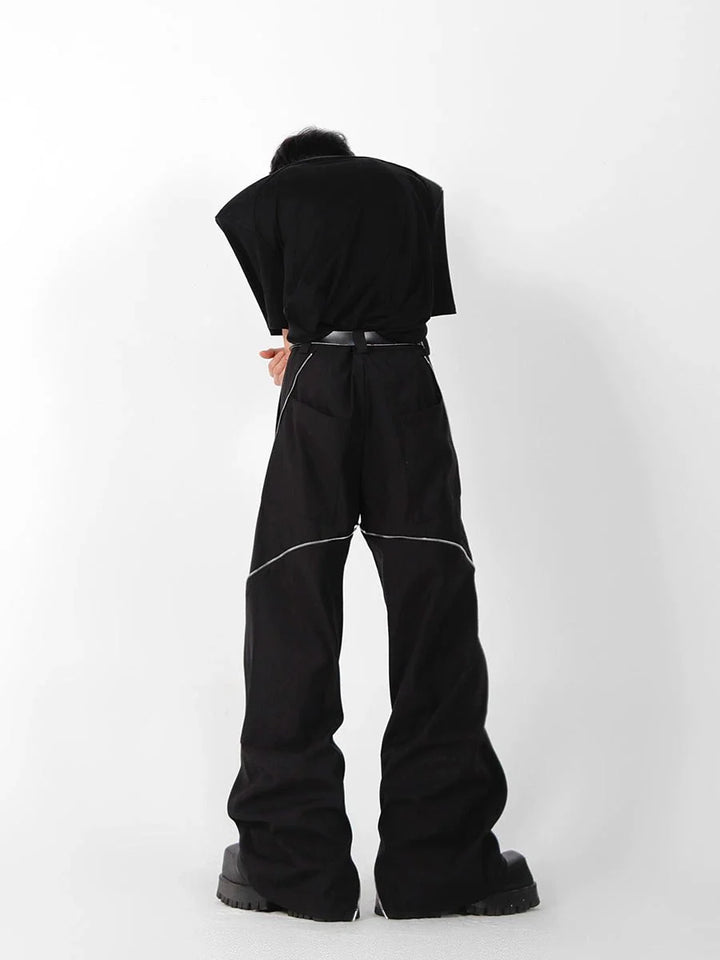 Wide Leg Zipper Spliced Flared Trousers with Relaxed Fit and Split - ArguE CulturE