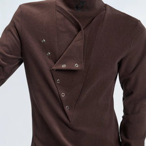 Back view of brown slim fit thermal base layer