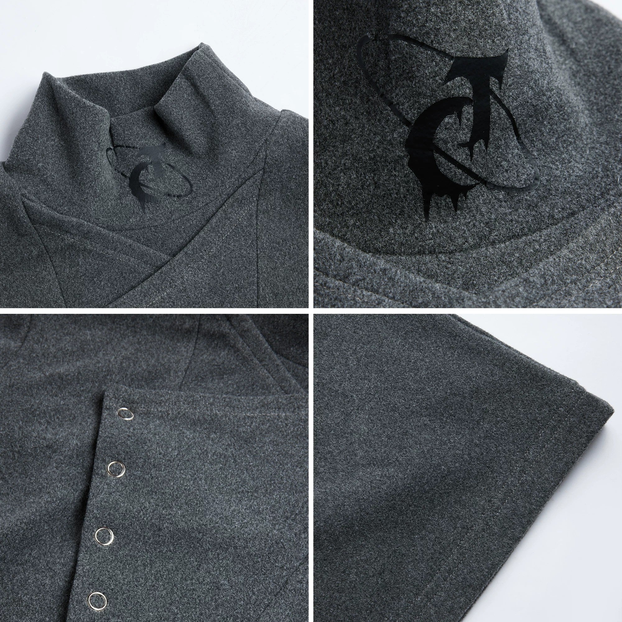 White wool blend high neck top for unisex streetwear style