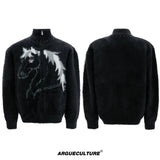 year-of-the-horse-heavyweight-zip-up-faux-mink-cardigan-black